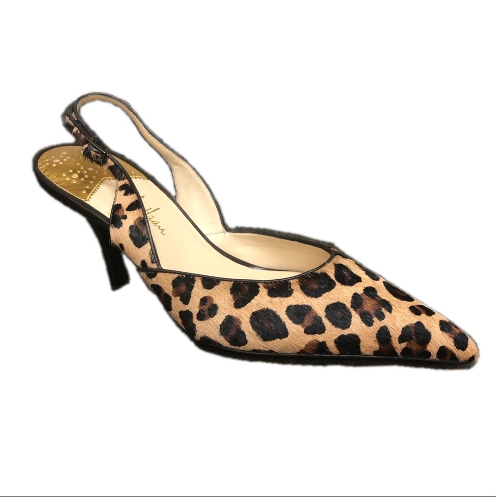 COLE HAAN Leopard Print Pointed Toe Slingback